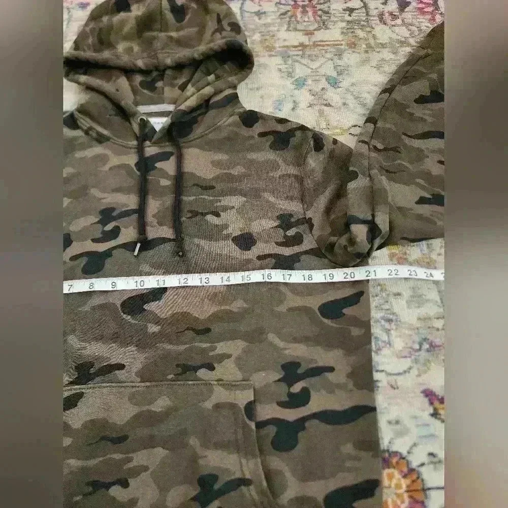 Old Navy Camo Pullover Hoodie Olive Green Camouflage Sweatshirt Size Small - Picture 8 of 11